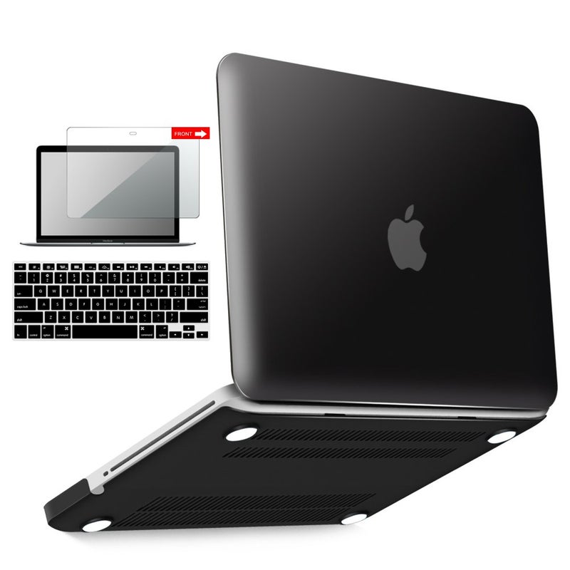 IBENZER Compatible with MacBook Pro 13 Inch case A1278 Release 2012-2008  Plastic Hard Shell Case with Keyboard & Screen Cover for Apple Old Version Mac Pro 13 with CD-ROM  Black  P13BK+2A - Image 1